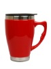 Wholesale new design 18/10 stainless steel interior plastic exterior red mug lady cup car tumbler