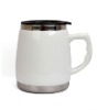 Wholesale 304 stainless steel inner tumbler hot sale ceramic look beer mug plastic out cup