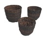 Wholesale 2011 Round Plastic Laundry Storage Baskets with Fabric Liner S/3