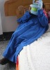 Wholesale 100% polyester embossed fabric snuggie with sleeve blanket