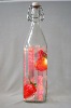 Wholesale square with decal glass water bottle