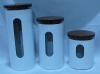 Wholesale Set 4 White Stainless Steel Coated Glass Storage Jars