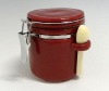 Wholesale 250ml Porcelain sealed canister pot with scoop
