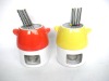 color glazed ceramic fondue set with forks