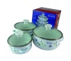 3pc Enamel Casserole Set W/Handle Size:12/14/16cm - A04937