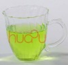 Wholesale Ribbed glass tea cup with handle