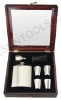 Hip flask set in MDF wooden gift box of window-top design