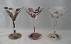 clear glass Martini glass with handpaiting