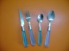 stainless steel and PS handle fork and knife and spoon cutlery set
