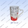 Wholesale Valentine ceramic mug with red hearts decal
