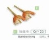 Wholesale green double-pronged flat bamboo stick/skewer
