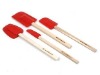 High Quality Red Silicone Spatula With Wooden Handle