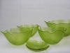 Wholesale hand made leaf shape glass salad serving bowl and plate set