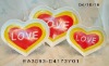 3pcs porcelain heart shaped plates / three heearts of happiness family