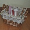 Wholesale popular painted sundries wicker basket with handle and lining