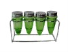 Wholesale Four Green Glass-Cruets & Stainless Steel Rack