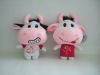 Wholesale plush&stuffed cow with overalls,soft baby toy
