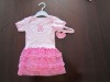 Wholesale 2011 spring cotton short-sleeve baby girl dress with headband