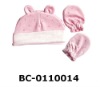 Wholesale Baby's cap and gloves of 100% cotton for 0-3 months old