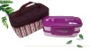 Wholesale purple lunch bag made of 600D twill and 300D chambray