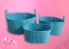 Wholesale round paper string blue baskets with handle