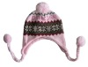 Wholesale Kids jacquard knitting earflap hat with pompom