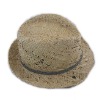 Wholesale fashion straw hat with pu trim