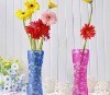 Wholesale portable plastic vase fashion PVC foldable vase clear plastic vase