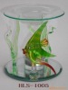 green fish glass incense burner
