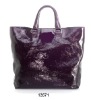 Wholesale PU beach tote bag in purple colour for fashion promotion