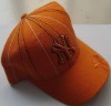 orange baseball caps with 3D embroidery