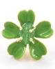 Wholesale Gold Tone / Green Acrylic & Epoxy / Adjustable Flower Ring