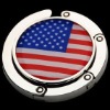 Wholesale quality american flag foldable bag hanger metal foldaway purse hanger epoxy