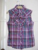 Wholesale Lady's checked sleeveless shirt