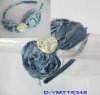 Wholesale Jean headband in with floral print fabric flower