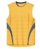 Wholesale yellow polyester sleeveless top grey collar,dryfit girl's sportswear fitness jersey jogging tee shirt combination color