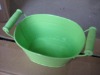 metal flower pot with wood handle