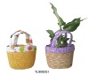 Wholesale straw with cotton liner flower pot cover