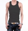 Wholesale good quality mens rib singlet cotton mens tank top black color men vest