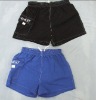 Wholesale 100% polyester peach sking fabric,men's shorts with elasticated waist,side pocket with logo.