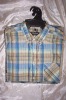 Wholesale men's l/s shirts from stock cotton checker fabric, flat packing with hanger
