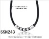 Wholesale Barrel and Bead on a Rubber Cord Stainless Steel Necklace