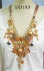 Wholesale long necklace with beads and metal charm