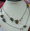 antique-silver necklace with wood beads