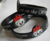 Wholesale Black Brilliant Debossed Fire Silicone Bracelet