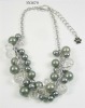 long necklace with plastic beads and pearls