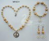 Wholesale Fashion khaki bead necklace set,circular pendant