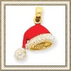 Wholesale 14K Gold Enameled Santa Hat Charm