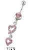 belly button ring with heart shape charms
