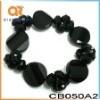 Black Crystal Charm Beaded Bracelet